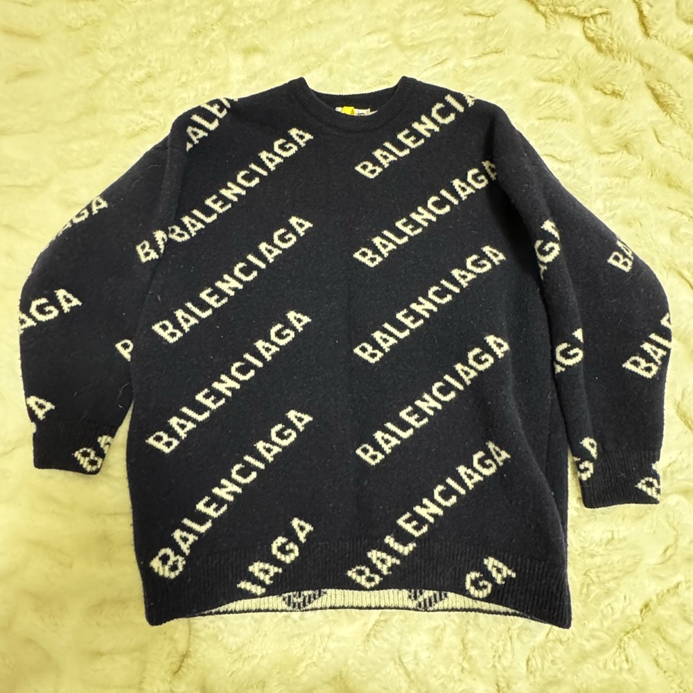 Balenciaga Black Sweater with White Logo